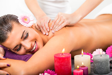 Image showing Beautiful woman having a back massage