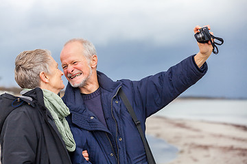 Image showing Elderly couple taking a self portrait