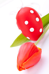 Image showing Colourful red Easter still life