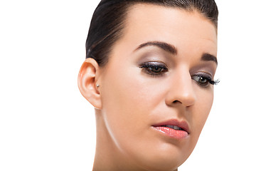 Image showing beautiful young woman with perfect skin and soft makeup