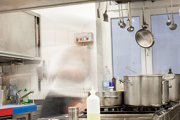 Image showing Neat interior of a commercial kitchen