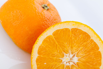 Image showing Fresh orange halved to show the pulp