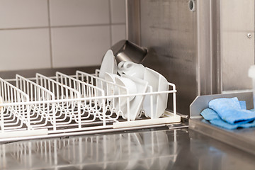 Image showing Neat interior of a commercial kitchen