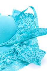 Image showing Set of sexy turquoise blue lingerie