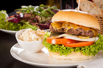 Image showing Cheeseburger with cole slaw 