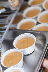 Image showing Chef preparing desserts removing them from moulds