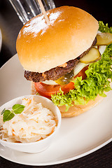 Image showing Cheeseburger with cole slaw 