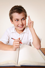 Image showing Brainchild schoolboy with idea