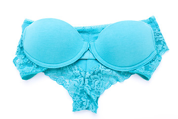 Image showing Set of sexy turquoise blue lingerie