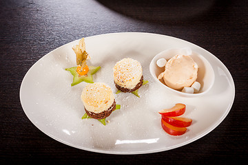 Image showing Gourmet coffee blanc mange with gooseberry