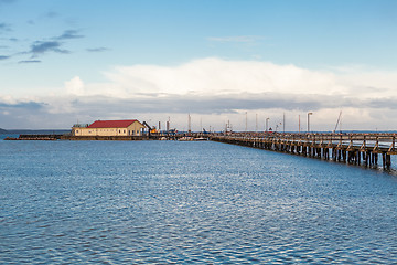 Image showing Bridge or pier across an expanse of sea