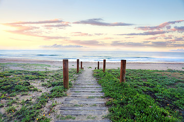 Image showing Path that refreshes the soul.  Beach sunrise Australia
