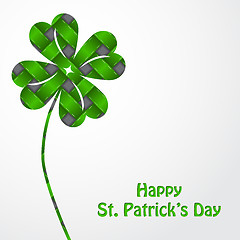 Image showing St Patrick's shamrock on green texture and white backdrop