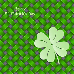 Image showing St Patrick's shamrock on seamless green texture