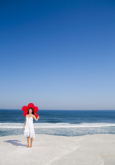 Image showing Beautiful girl holding red ballons