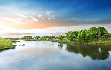 Image showing Dawn on the river