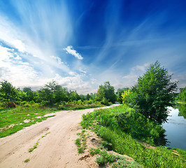 Image showing Country road and river