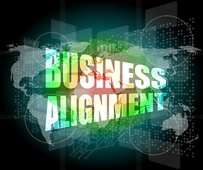 Image showing business alignment words on touch screen interface