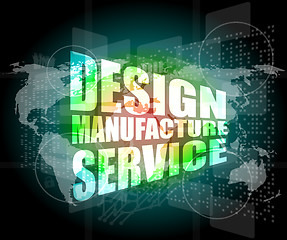 Image showing design manufacture service words on digital binary touch screen