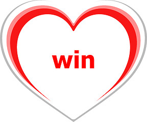 Image showing marketing concept, win word on love heart