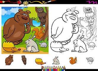 Image showing wild animals coloring page set