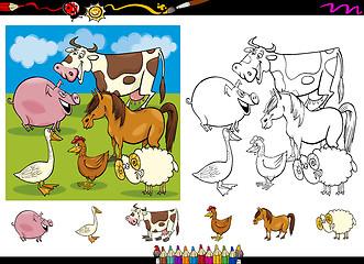 Image showing farm animals coloring page set