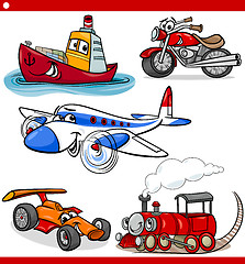 Image showing funny cartoon vehicles and cars set