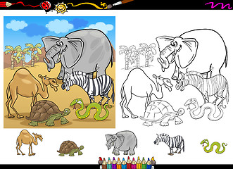 Image showing safari animals coloring page set