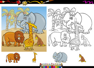 Image showing african animals coloring page set