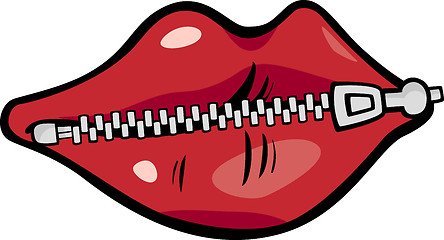 Image showing zipped lips cartoon illustration