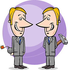 Image showing two false businessmen cartoon