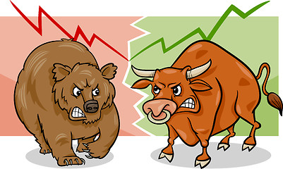 Image showing bear and bull market cartoon