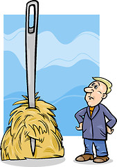 Image showing needle in a haystack saying cartoon