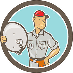 Image showing Cable TV Installer Guy Cartoon