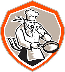 Image showing Chef Cook Holding Frying Pan Retro