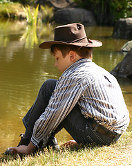 Image showing Sitting by a billabong