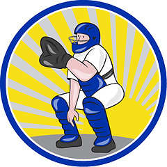 Image showing Baseball Catcher Catching Side Circle