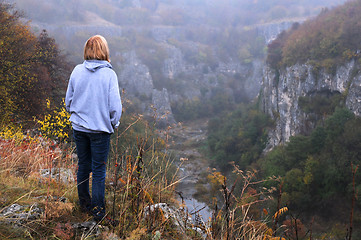 Image showing Caucasian Lady on the Edge of the Canyon