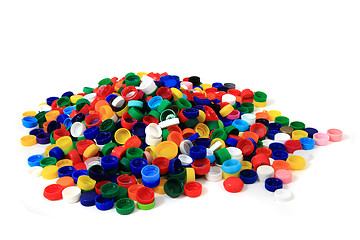 Image showing color plastic caps (from PET)