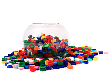 Image showing color plastic caps (from PET)