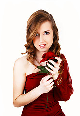 Image showing Girl with red rose.