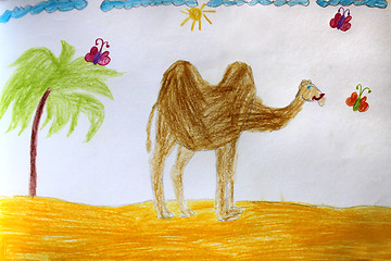 Image showing Children's drawing of camel