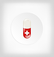 Image showing Red capsule pill with medical cross