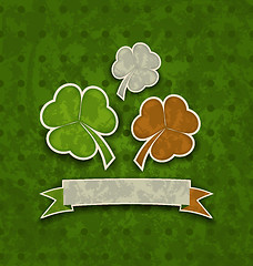 Image showing Holiday background with clovers in Irish flag color for St. Patr