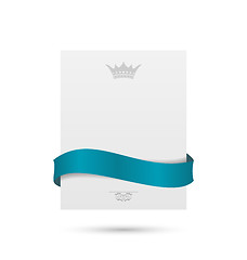 Image showing White card with blue ribbon and crown for your holiday 