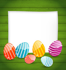 Image showing Paper card with Easter colorful eggs