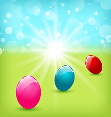 Image showing Easter background with colorful eggs