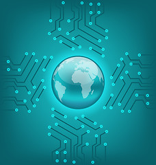 Image showing Electronic circuit board texture with earth symbol