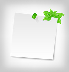 Image showing blank note paper with green leaves and space for your tex