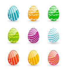 Image showing Easter set colorful ornamental eggs isolated on white background